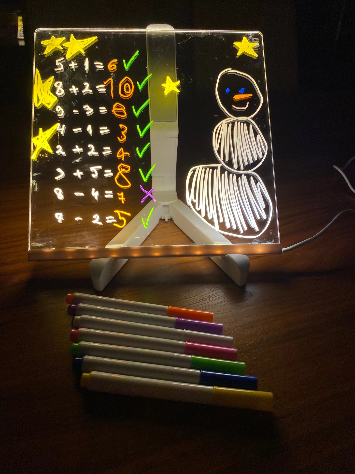 Creative Rewritable Acrylic LED Message Board -(with 7 Pens)