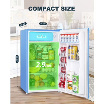 3.2 Cu.Ft Single Door Mini Fridge, Blue-BR321