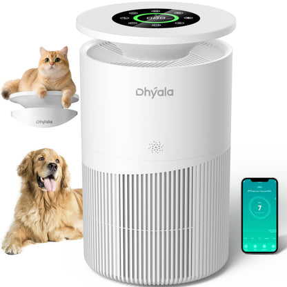 Dhyala KJ02 Air Purifier – 3620ft², H13 HEPA, Pet Hair & Odor, Smart WiFi, 360° Intake, Auto Mode, Pet Lock, Ultra-Quiet 22dB, 1 Filter + 6 Pre-Filters